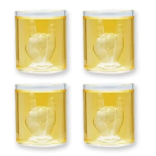 Mags, Set Bicchierini Da Shot Mani Rock 4 Pezzi, Accessori Cucina
