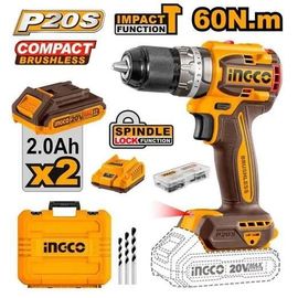 TRAPANO A PERCUSSIONE 20V COMPACT BRUSHLESS CON 2 BATTERIE 2AH CIDLI20602