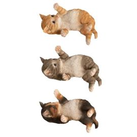 1 Gattino In Resina Che Gioca Disteso Assortito Decorazione Da Giardino