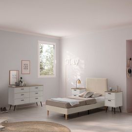 Sommier + Tête De Lit 90x190 Cm Beige