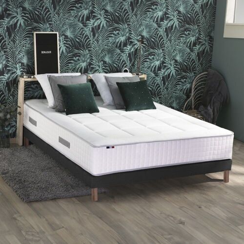 Pack matelas ressort 7 zones sommier oreiller couette 160x200