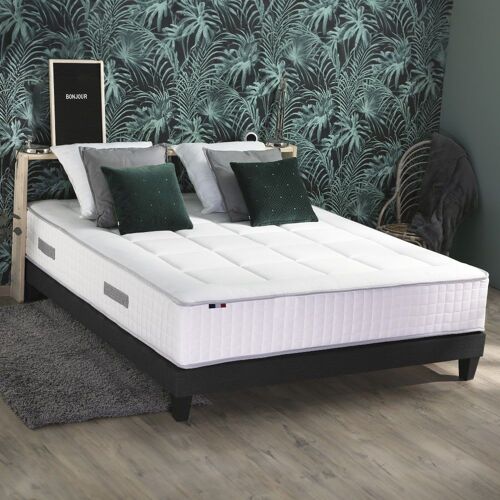 Pack matelas ressort 7 zones sommier oreiller couette 160x200