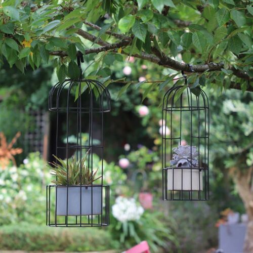   Set De 2 Cages En Métal Gris Ht.53 68 Cm
