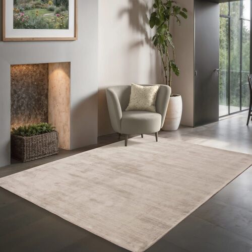Tapis Viscose Tissé Main, Beige Clair, 120 X 170 Cm