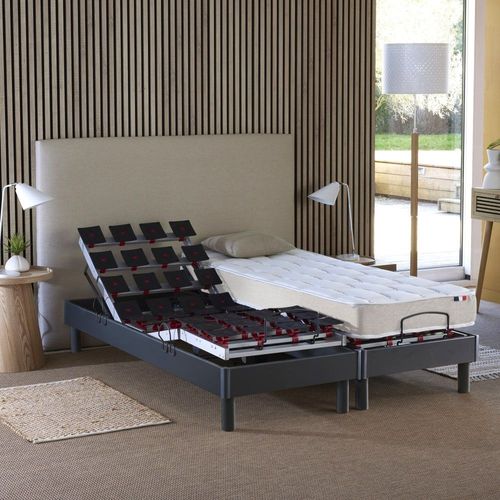 Sommier électrique à plots et matelas 100% latex 2x90x200