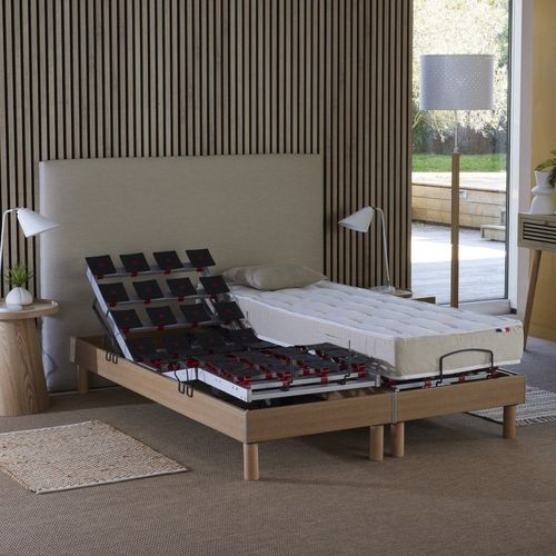 Sommier électrique à plots et matelas 100% latex 2x90x200