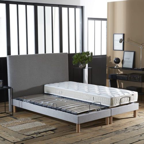 Sommier électrique matelas 100% latex gris clair 2x90x200