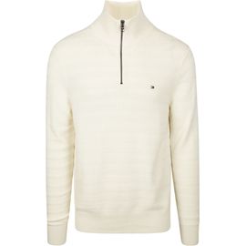 Tommy Hilfiger Pullover Halfzip Structure Ivory Blanc Cassé Taille Xxl