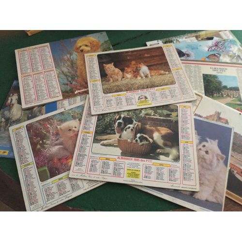 Lot De 11 Calendriers Des Ptt, De 1972 À 2019.