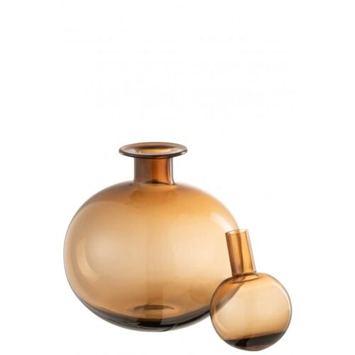 Bouteille décorative et bouchon rond verre marron H28,5cm