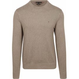 Tommy Hilfiger Pull Cotton Kashmir Taupe Marron Taille Xxl