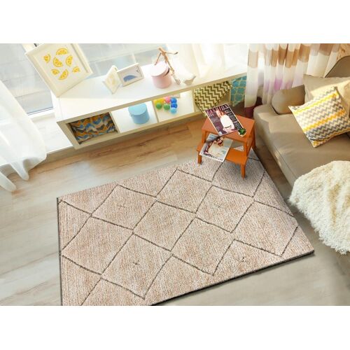 Tapis Shaggy Ethnique Beige 80x150 Cm