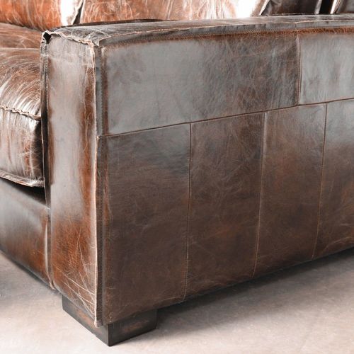 Canapé Vintage 3 Places En Cuir Marron