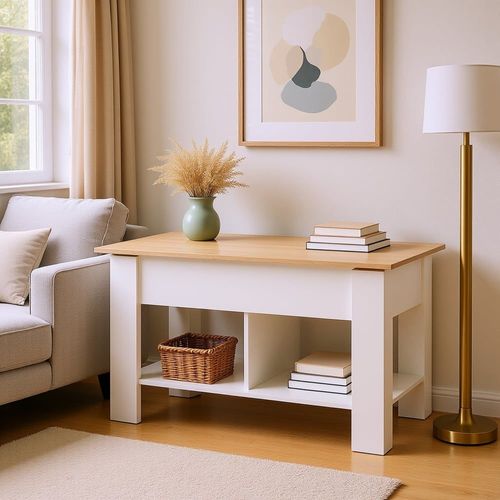 Console Blanche Avec Plateau Relevable Bois Avec Rangements