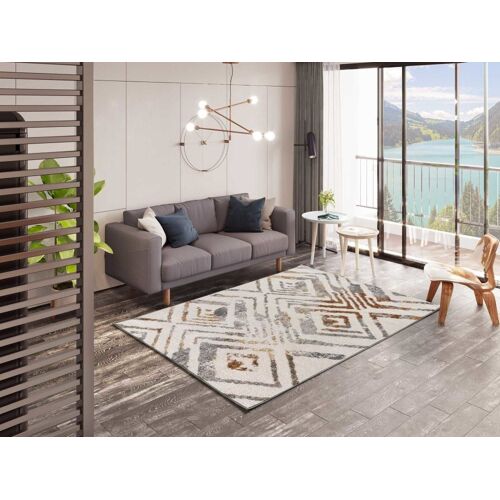 Tapis Ethnique Beige/Rouille/Gris 140x200 Cm