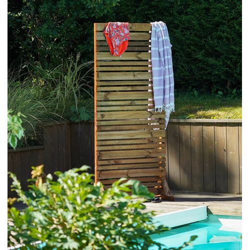 Brise-Vue Avec Pieds En Pin Teinté Brun