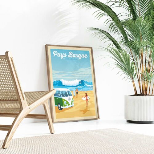 Affiche Pays Basque France - Van Volkswagen - Villa 50x70 cm