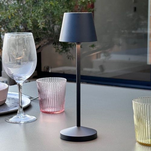 Lampe De Table Sans Fil Aluminium Gris Anthracite H25cm