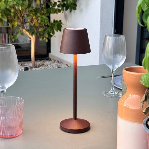 Lampe De Table Sans Fil Aluminium Marron H25cm