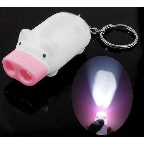 Porte-Clés Lampe De Poche Cochon À 2 Led