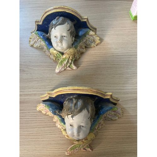 Vends angelots polychrome céramique émaillée 