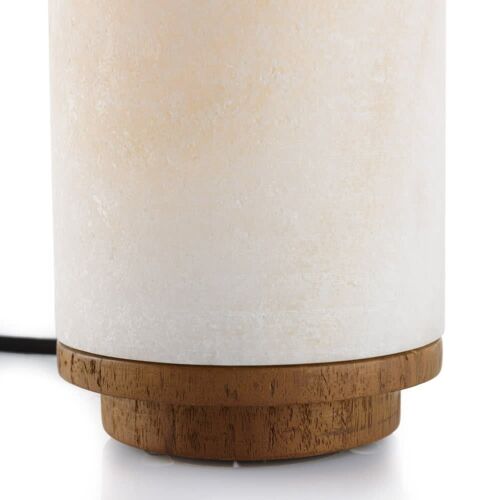 Lampe De Table 10x10cm En Pierre Naturelle D'onyx Et Teck