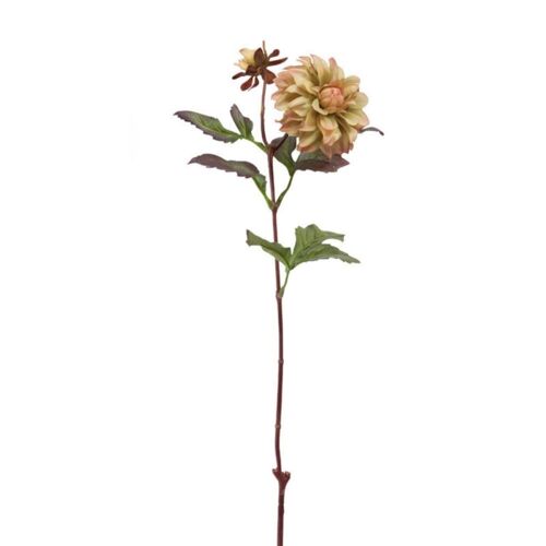 Tige de dahlia artificielle verte et rose H64