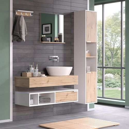 Ensemble de meubles de salle de bain 5 pièces, Blanc 100 x 20cm