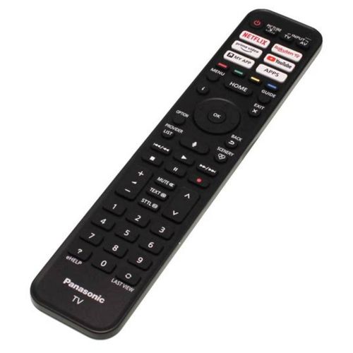Télécommande originale Panasonic n2qbya000044 pour la TV télévision chaînes préenregistrées Netflix Rakuten Prime vidéo Youtube et ehelp aide sur internet de couleur noire
