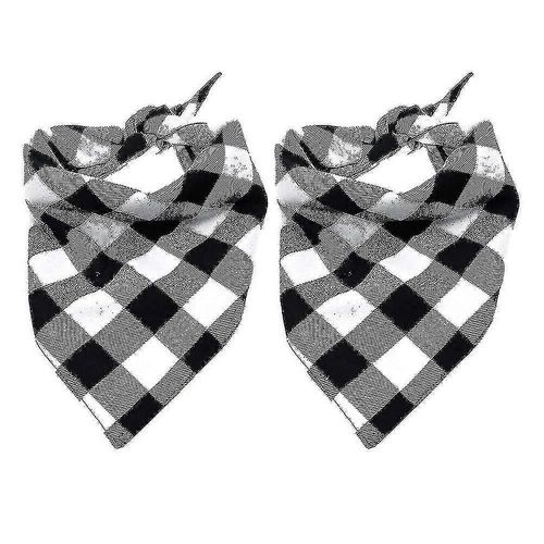 2 Pcs Chien Bandana Noël Classique À Carreaux Pour Animaux De Compagnie Bandana Écharpe