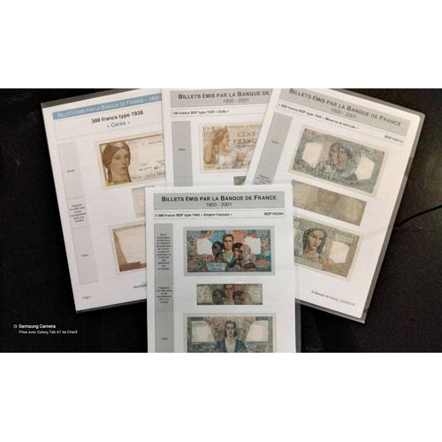 Lot De 4 Documentations De Billets De Banque Français D'Anciens Francs