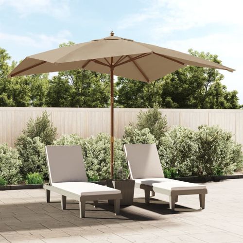 Vidaxl Parasol De Jardin Avec Mât En Bois Taupe 300x300x273 Cm