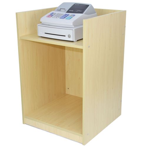 Comptoir De Vente Pour Caisse En Mdf Mélamine Érable Tb60 Meuble De Rangement Modulaire Vitrine Commerce Réception 2 Étagères Internes Devant Fermé 60 X 90 X 60 Cm