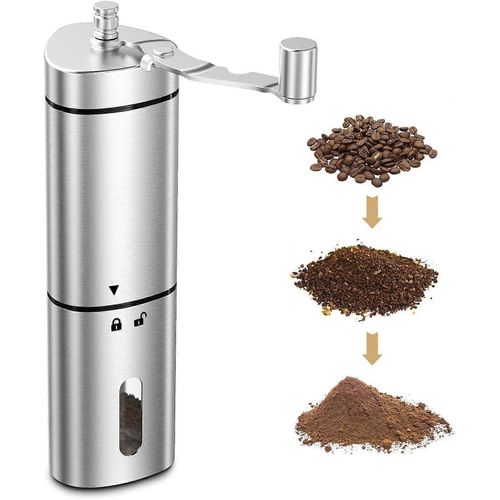 Moulin À Café Manuel,Moulin À Café Portable Avec Réglage Précis Du Degré De Mouture,Moulin À Café À Main Rétro En Acier Inoxydable Avec Ce Conique