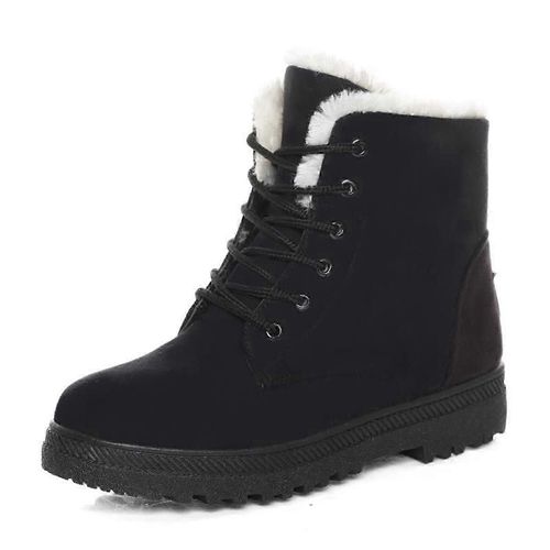 Bottes De Neige D'hiver Femme Talon Plat Dames Coton Respirant Chaussures Adaptées À L'intérieur Et À L'extérieur