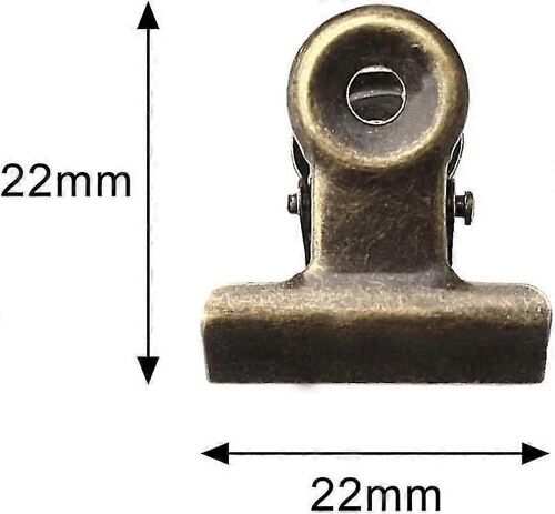 100pcs Clip De Charnière En Métal,Petit Clip De Bouledogue En Bronze Avec Trou Pour Photo,Étiquette De Sac,Magasin,Bureau,Papier Et Étiquette De Prix (0,87 ""/ 22 Mm)