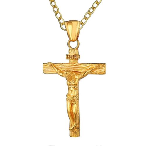 Collier Renikh Pour Homme Avec Pendentif Croix De Jésus En Acier Inoxydable Antirouille