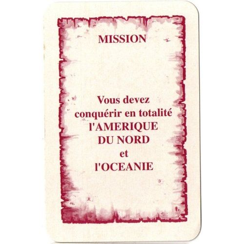 Carte Vous Devez Conquérir En Totalité L'Amérique Du Nord Et L'Océanie Pour Completer Votre Jeu Risk La Conquète Du Monde.