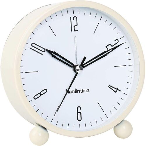 Réveil analogique,pas de tic-tac avec veilleuse,réveil,silencieux,horloge de table,silencieux analogique (blanc).