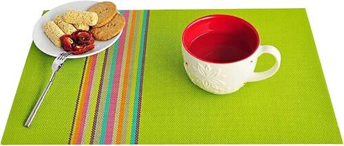 Sets De Table Set De 6 Rayures Colorées Sets De Table Lavables En Pvc Résistant À La Saleté Résistant À L'usure Résistants À La Chaleur Pour La Cuisine (Vert)
