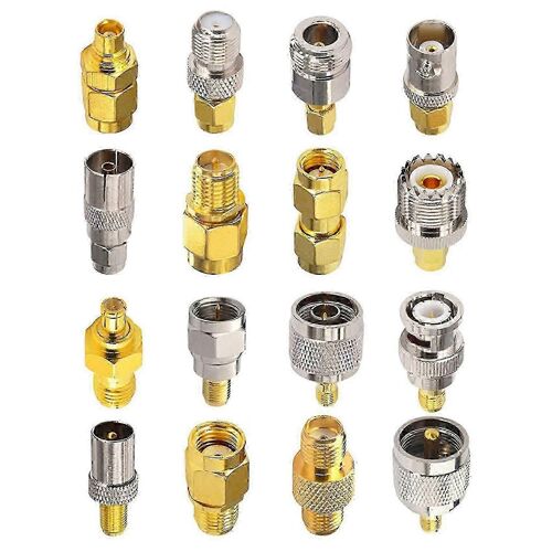 16 connecteurs Sma de type Kits d'adaptateur Sma vers Mcx/tv/f/bnc/uhf/rp-sma Connecteur de test nickelé plaqué or de type droit