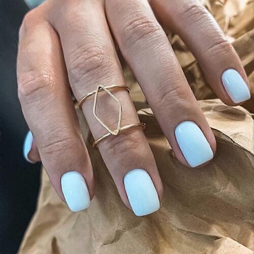 Faux Ongles Carrés Courts Faux Ongles Acryliques Blancs Pour Les Filles Couverture Complète Porter Doigt Nail Art Sceau De Photothérapie Fait À La Main - 24 Pcs 