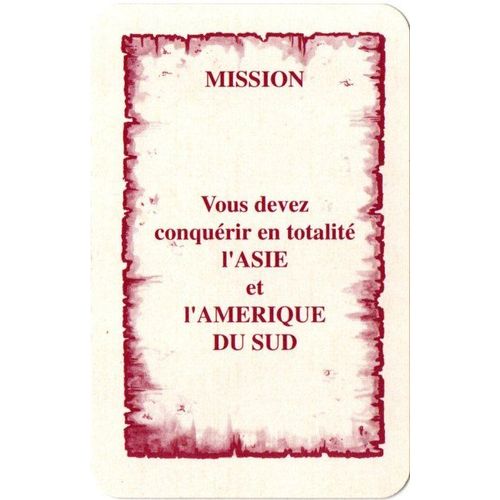 Carte Vous Devez Conquérir En Totalité L'Asie Et L'Amérique Du Sud Pour Completer Votre Jeu Risk La Conquète Du Monde.