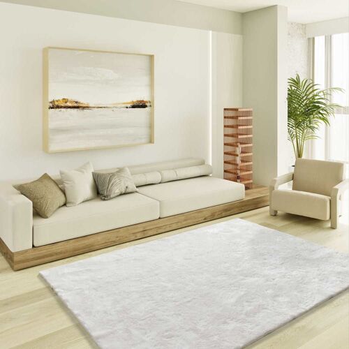 Tapis Shaggy Blanc 140x200 Cm