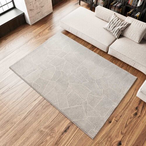 Tapis Abstrait Crème/Gris 160x230 Cm