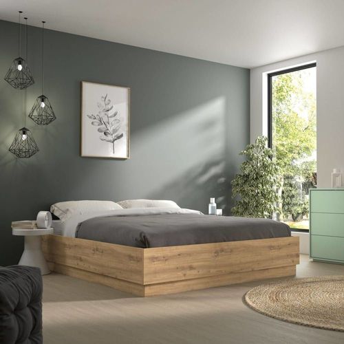 Lit Coffre Effet Bois 140 X 190 Cm