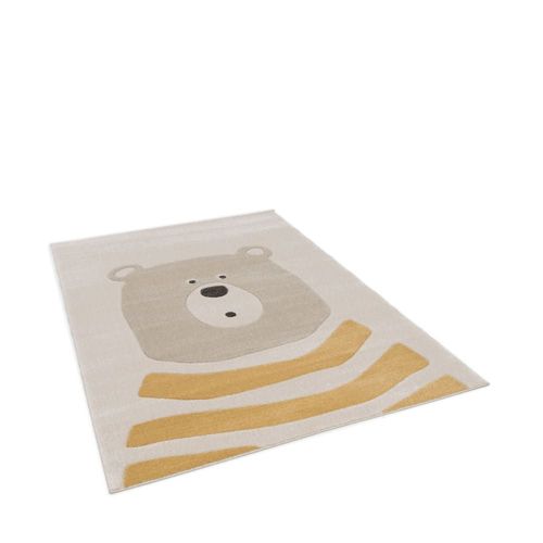 Tapis Enfant À Motif Ours - 120 Cm X 170 Cm Jaune Polypropylène