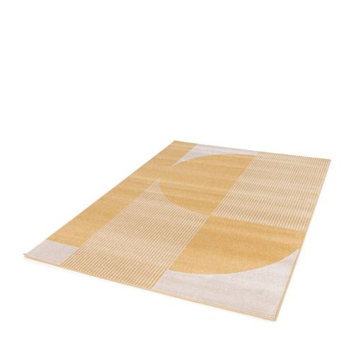 Tapis À Motifs Géométriques Arrondis - 120x170cm Jaune Polypropylène