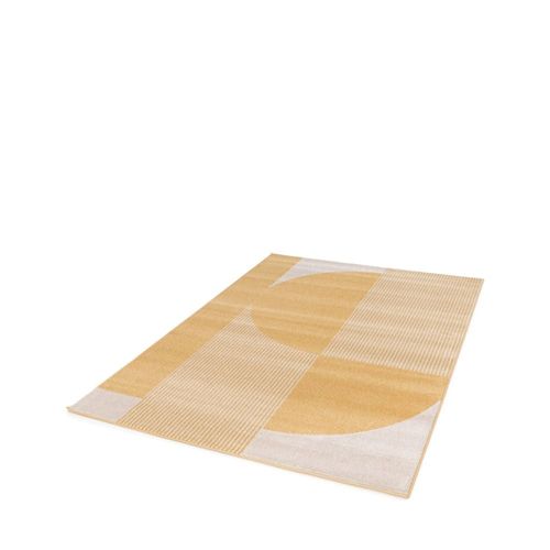 Tapis À Motifs Géométriques Arrondis - 160x230cm Jaune Polypropylène