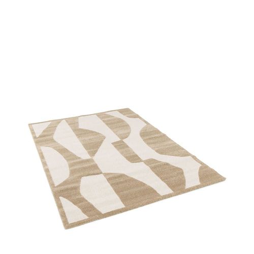 Tapis Graphique À Motif Abstrait - 200x290cm Beige Polypropylène